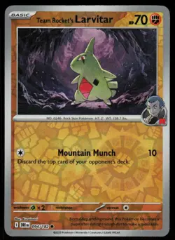 Team Rocket's Larvitar 094/182 Common Destined Rivals Pokemon Reverse Holo NM - Image 1