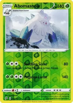 x1 Abomasnow - 013/192 - Rare - Reverse Holo Pokemon SS02 Rebel Clash M/NM - Image 1