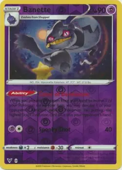 x1 Banette - 068/185 - Rare - Reverse Holo Pokemon SS04 Vivid Voltage M/NM - Image 1
