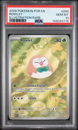 2026 POKEMON POR EN-PERFECT ORDER ILLUSTRATION RARE #090 ROWLET PSA 10 - Image 1