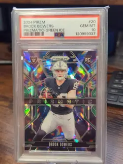 2024 Panini Prizm - Prizmatic Brock Bowers #20 Green Ice Prizm (RC) PSA 10 - Image 1