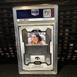 2024-25 Panini Prizm Draft Picks -Caitlin Clark #57 Purple Wave Prizm (RC) PSA 9 - Image 2