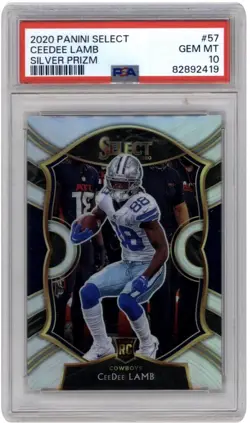 2020 Panini Select - Concourse CeeDee Lamb #57 Silver Prizm (RC) Cowboys PSA 10 - Image 1