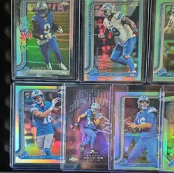 Topps Chrome NFL Detroit Lions 2024 7-Card Rookie Lot Gibbs Goff Hutchinson - Image 2
