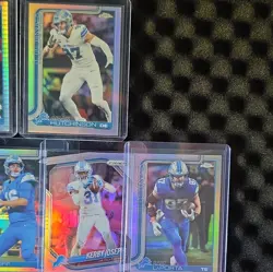 Topps Chrome NFL Detroit Lions 2024 7-Card Rookie Lot Gibbs Goff Hutchinson - Image 3