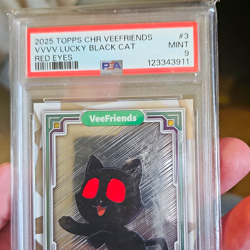 Topps 2025 Chrome VeeFriends Lucky Black Cat Red Eyes #3 PSA 9 VFVV - Image 1