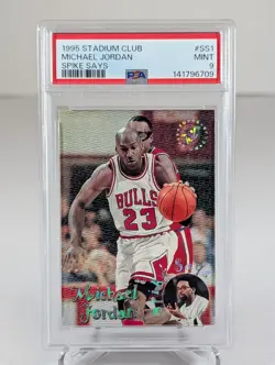 Michael Jordan #SS1 1995 Topps Stadium Club Spike Says Bulls NBA Card PSA 9 MINT - Image 1