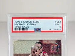 Michael Jordan #SS1 1995 Topps Stadium Club Spike Says Bulls NBA Card PSA 9 MINT - Image 2