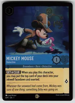 Mickey Mouse Detective Cold Foil Disney Lorcana Promo Cards 8 Disney Lorcana NM - Image 1