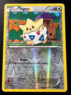 Togepi 102/135 B&W Plasma Storm Pokemon Card Reverse Holo Foil Rare MP - Image 1