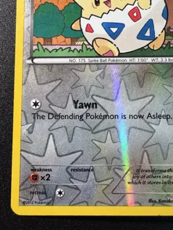 Togepi 102/135 B&W Plasma Storm Pokemon Card Reverse Holo Foil Rare MP - Image 5