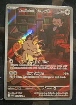 Pokemon TCG Team Rockets Meowth Card 203/182 Destined Rivals - Image 1