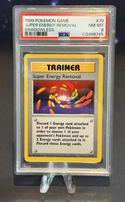 1999 Pokemon Game Base Shadowless English Card - PSA 8 -Super Energy Removal #79 - Image 1