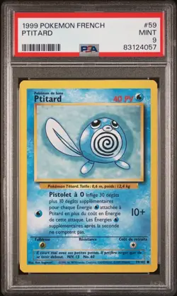 Pokemon Trading Card Game TCG Base Set French Poliwag Ptitard 59/102 PSA 9 - Image 1