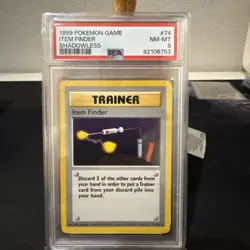 Pokemon Card Item Finder 74/102 Shadowless Rare Base Set PSA 8 - Image 1