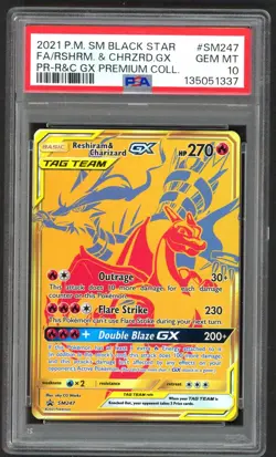 Pokemon Card - PSA 10 Reshiram & Charizard GX SM247 - Tag Team - GEM MT - PSA10 - Image 1