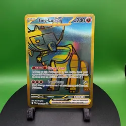Pokemon Paldean Fates TING-LU EX Hyper Rare 244/091 Gold Card NM - Image 1