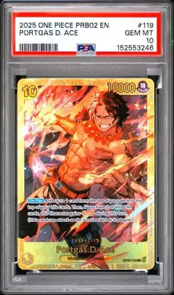 2025 One Piece PRB02 EN Portgas D. Ace PSA 10 GEM Secret Rare FULL ART #119 - Image 1