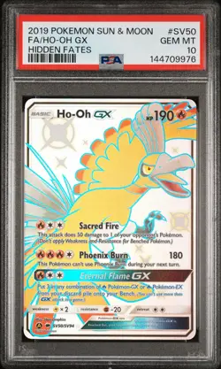 2019 POKEMON SUN & MOON HIDDEN FATES #SV50 FULL ART/HO-OH GX PSA 10 - Image 1