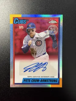 PETE CROW-ARMSTRONG 2025 Topps Chrome 1990 Red Refractor Auto 2/5 Cubs - Image 1