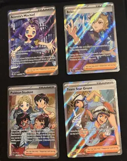 Pokemon TCG Trainer Full Art Holo Lot 8 (2023) Acerola, Briar, Sada - Image 1