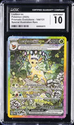 2025 POKEMON PRISMATIC EVOLUTIONS #144 LEAFEON EX CGC 10 - Image 1