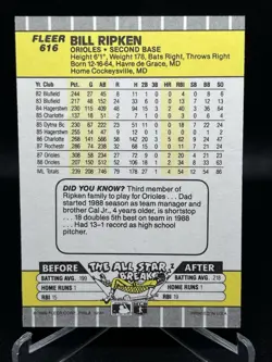 Billy Ripken 1989 Fleer F**K FACE ERROR MISPRINT Black Box Card#616 Orioles - Image 2