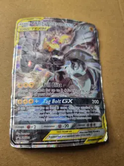 ​Pikachu & Zekrom GX SM168 Tag Team Full Art Promo Pokemon Card DAMAGED - Image 1
