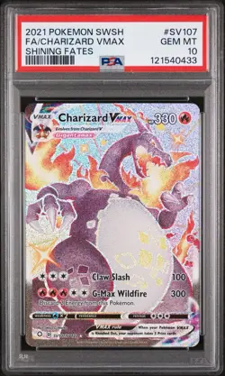 2021 POKEMON SWORD & SHIELD SHINING FATES #SV107 FULL ART/CHARIZARD VMAX PSA 10 - Image 1