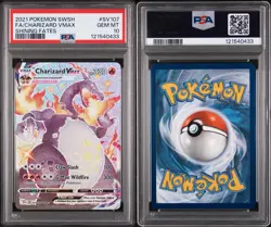 2021 POKEMON SWORD & SHIELD SHINING FATES #SV107 FULL ART/CHARIZARD VMAX PSA 10 - Image 3