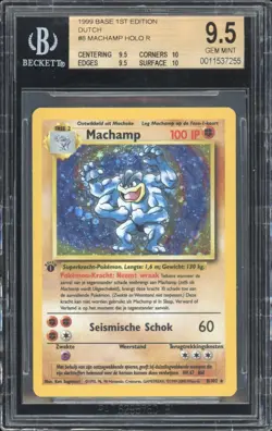 1999 Pokemon DUTCH 1st Edition Base Set Machamp Holo 8/102 BGS 9.5 GEM MINT Q++ - Image 1