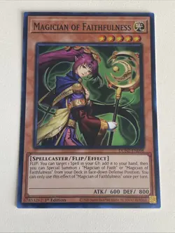 Yugioh - Magician of Faithfulness x 3 - 1st Edition Super Rare LP - Free Holo B - Image 2