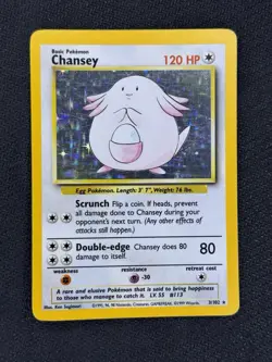 Pokemon TCG Chansey 3/102 Base Set Holo Rare Card - Image 1