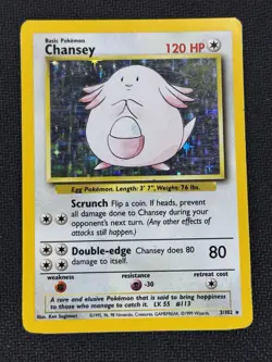 Pokemon TCG Chansey 3/102 Base Set Holo Rare WOTC Played Condition Card - Image 1