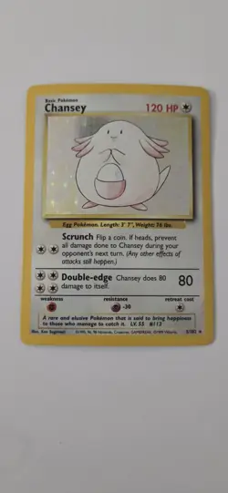 Pokemon TCG Chansey Holo Unlimited Rare Card Base Set 3/102 - Image 1