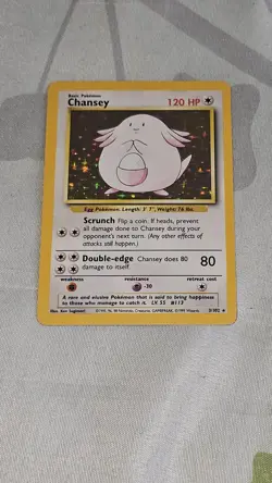 Pokemon TCG Chansey Holo Unlimited Rare Card Base Set 3/102 - Image 1