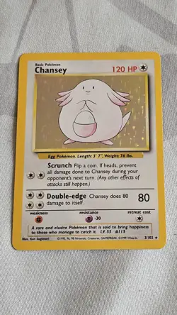 Pokemon TCG Chansey Holo Unlimited Rare Card Base Set 3/102 - Image 3