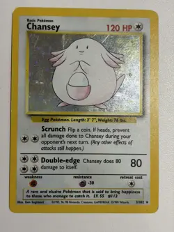 Pokemon Chansey Holo Rare TCG Card Base Set Unlimited 3/102 - Image 2