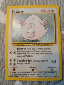 Pokemon Chansey Holo Unlimited Rare TCG Card Base Set 3/102 Excellent - Image 2