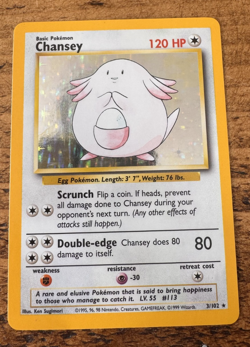 Pokemon TCG Chansey Base Set Holo Rare Card 3/102 - Image 1