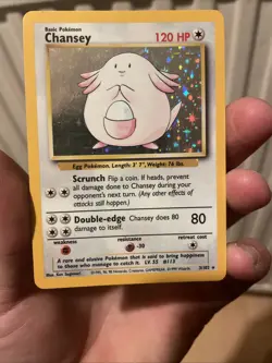 Pokemon TCG Chansey Holo Rare Card Base Set 3/102 1999 - Image 1
