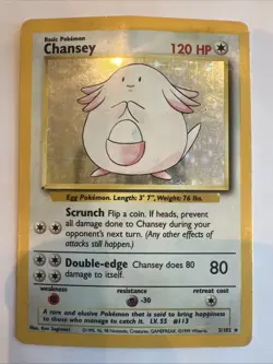 Pokemon TCG Chansey Holo Rare Card Base Set 3/102 HP - Image 1