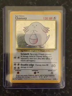 Pokemon TCG Chansey Holo Unlimited Rare Card Base Set 3/102 Played/Damaged - Image 1