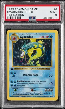 1999 POKEMON GAME 1ST EDITION #6 GYARADOS-HOLO PSA 9 - Image 1