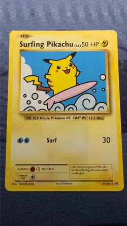 Surfing Pikachu Pokemon card 111/108 TCG Evolutions Regular Secret Rare - Image 1