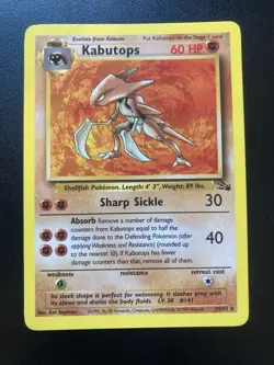 Pokemon TCG Kabutops 24/62 Fossil Rare Non-Holo Card Rare WOTC 1999 - Image 1