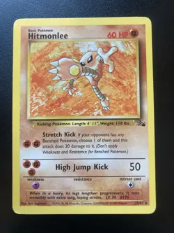Pokemon TCG Hitmonlee 22/62 Fossil Rare Card WOTC 1999 - Image 1
