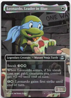 MTG Leonardo Leader in Blue Borderless Teenage Mutant Ninja Turtles Foil NM 0196 - Image 1