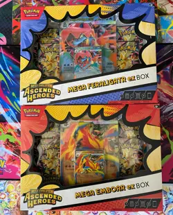 🔥Pokemon Ascended Heroes EX Boxes X2 🔥 Mega Emboar & Mega Feraligatr🔥 SEALED - Image 1