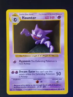 Haunter 29/102 Uncommon Base Set Shadowless Pokemon Near Mint 1 - Image 1